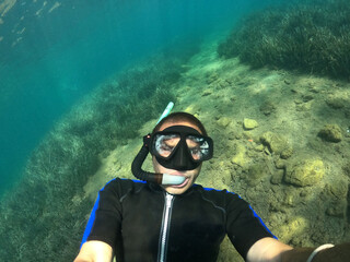 Underwater selfie.Mediterranian Sea. Marmaris,Turkey.