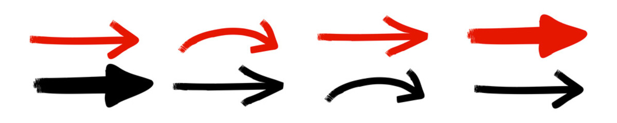 arrow handdrawn whiteboard marker pen color vector set. highlighter arrow sign