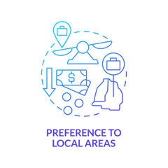 Obraz na płótnie Canvas Preference to local areas blue gradient concept icon. Business shall prefer areas around abstract idea thin line illustration. Corporate social responsibility. Vector isolated outline color drawing.