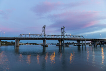 Fototapeta na wymiar Ryde Bridge view with sunset clouds, Sydney, Australia.