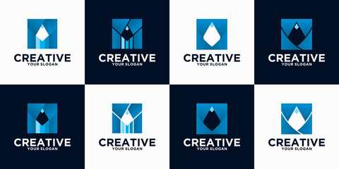 pencil logo reference collection for business, application, education and others