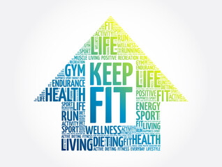 Keep Fit arrow word cloud, sport concept background