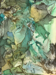 Obraz premium modern abstract art from alcohol ink. beautiful spots of paint with gold dusting. Ideal for printing invitations for weddings or other parties