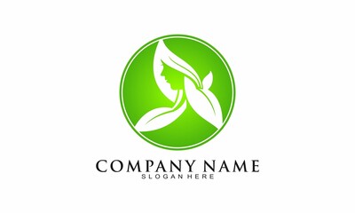 Luxury green leaf beauty vector logo