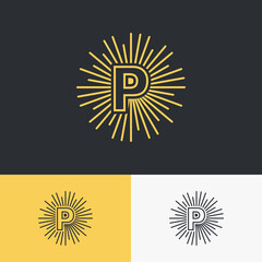 initial letter with sun symbol logo design. minimal vector graphic alphabet template.