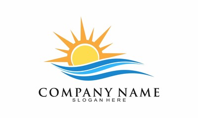 Sun wave elegant logo design
