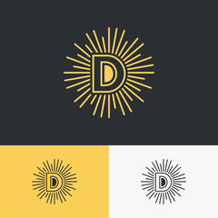 initial letter with sun symbol logo design. minimal vector graphic alphabet template.