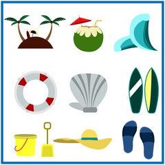 Download Set Of Summer Elements icon pack beach