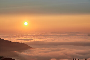 Majestic sunset in the mountains landscape.