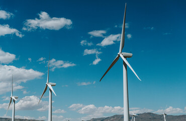 Wind turbine with a blue sky