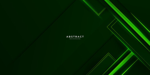 Black and green glossy stripes abstract tech corporate background. Vector wide banner design. 3d modern dark blue overlap abstract background with shiny lines layers. Texture with light green