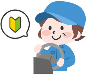 二頭身_運転をするシニア女性