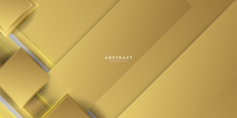 Obraz premium Abstract geometric shape white gold background with light and shadow 3D layered for presentation design. 