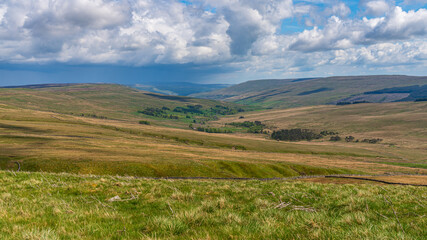 Fototapeta premium A cloudy day in the Yorkshire Dales near Oughtershaw, North Yorkshire, England, UK