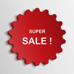 Paper art red tag sale vector 3d.