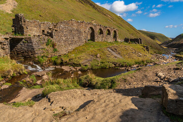 Fototapeta premium The remains of Blakethwaite Smelt Mill near Gunnerside, North Yorkshire, England, UK