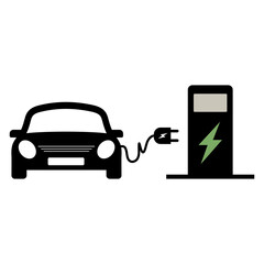 Car charge station, electric vehicle, electric charge, charger station, vector stock illustration.