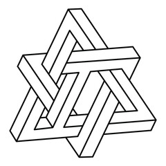 Sacred geometry. Impossible shape. Web design element. Optical Illusion object. Line design. Geometric figures.