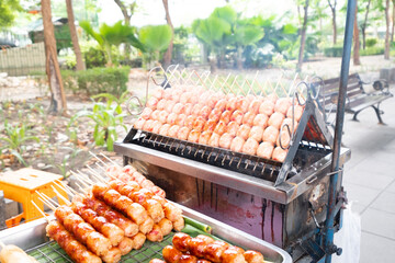 Thai Isaan sausage recipe:Thai food, sausage. Street food.
