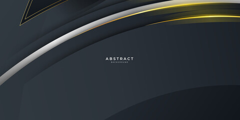 Black abstract background with golden lines.