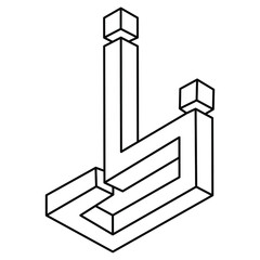 Impossible shapes. Web design element. Optical illusion object. Line design. Geometric figures. Optical art.