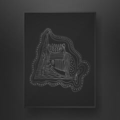abstract animal face line art hand drawn on dark background