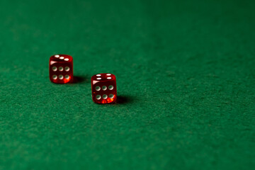 casino dice, top view, number six, background