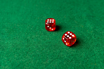 casino dice, top view, number six, background