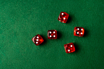 casino dice, top view, number six, background