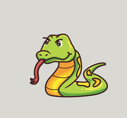 cute snake tongue. cartoon animal nature concept Isolated illustration. Flat Style suitable for Sticker Icon Design Premium Logo vector. Mascot Character