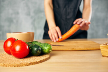 Cook woman Cooking healthy eating cutting board