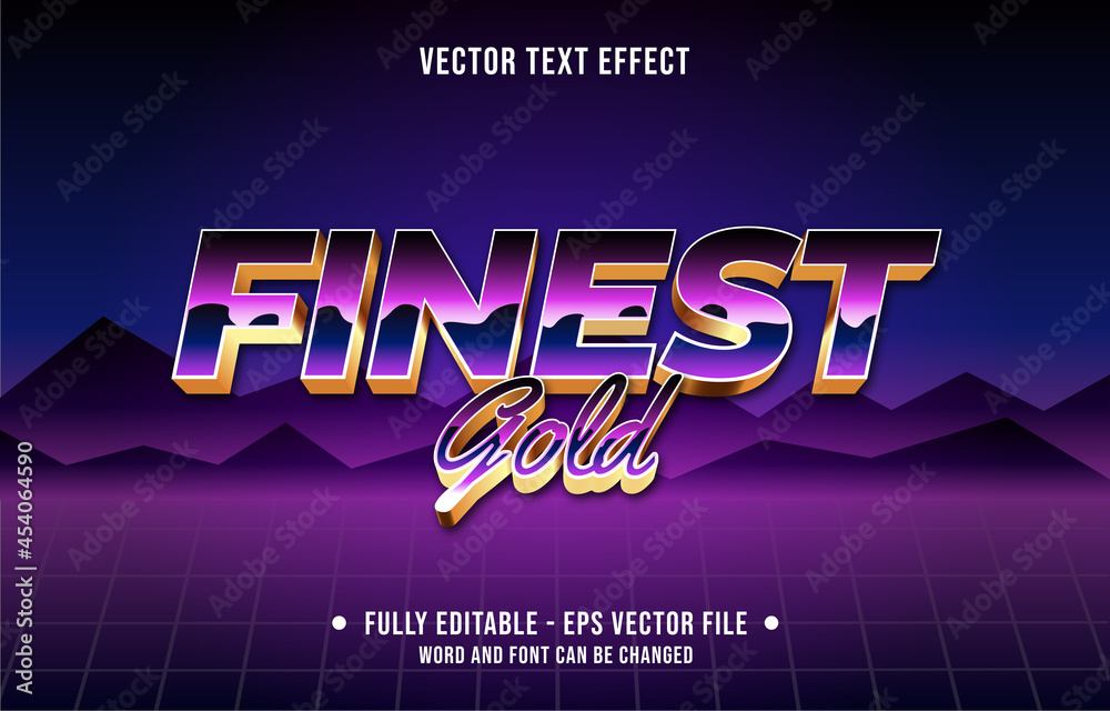 Wall mural editable text effect gradient color retro futuristic eighties style for digital and print media font