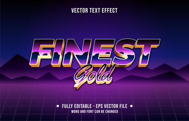 Editable text effect gradient color retro futuristic eighties style for digital and print media font effect template