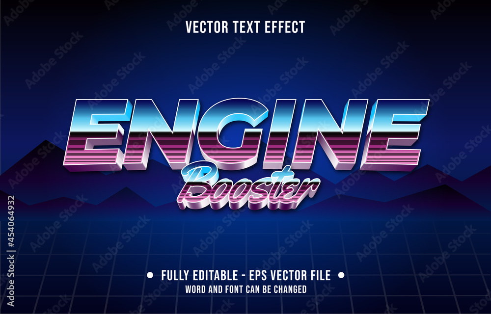 Wall mural editable text effect gradient color retro futuristic eighties style for digital and print media font