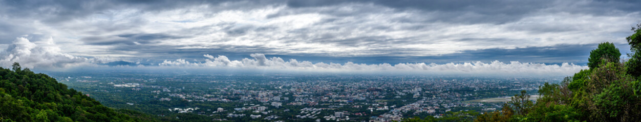 The Aerial Panorama View  of Chiang Mai City, Thailand
