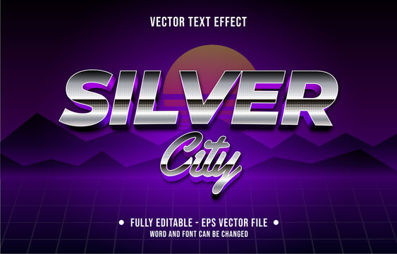 Editable text effect gradient color retro futuristic eighties style for digital and print media font effect template