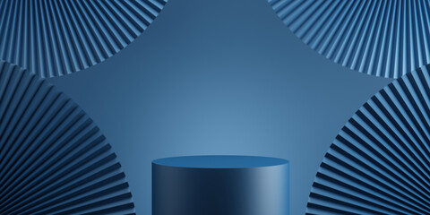 Minimal abstract background.chinese style blue podium background for product presentation. 3d rendering illustration.