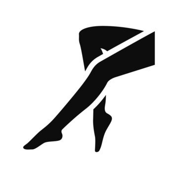 Tights garment black vector icon. Editable illustration of realistic legs with collant fashion and beauty logo 