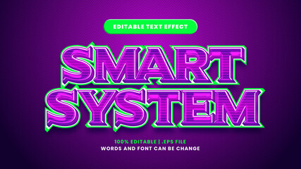 Smart system editable text effect in modern 3d style