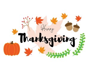 Vector illustration for thanks giving with autumn leaves.