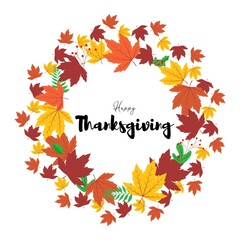 Vector illustration for thanks giving with autumn leaves.