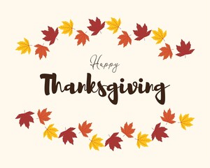 Vector illustration for thanks giving with autumn leaves.