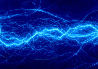 Blue lightning, plasma and electrical background - 454067983