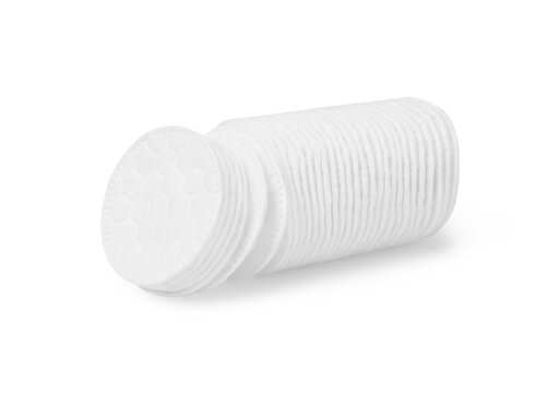 cotton pads lie on a white background
