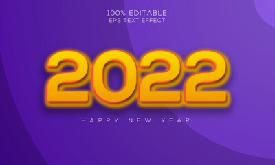 New year 2022 editable 3d text effect