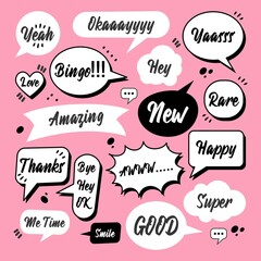 Sketch doodle speech bubble with communication phrase