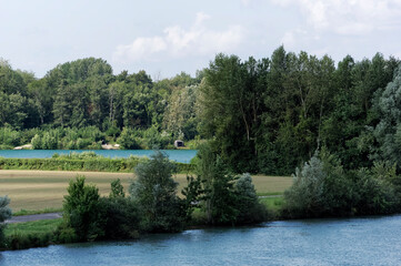 Fototapeta na wymiar Seine river bank in the Bassée National nature reserve. Ile -de-France region
