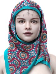 3D rendering illustration of a girl wearing a hijab,