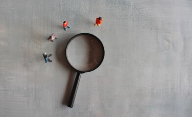 Concept of frequently asked questions, query, investigation, search for information. Miniature...