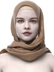 3D rendering illustration of a girl wearing a hijab,